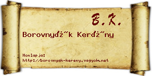 Borovnyák Kerény névjegykártya
